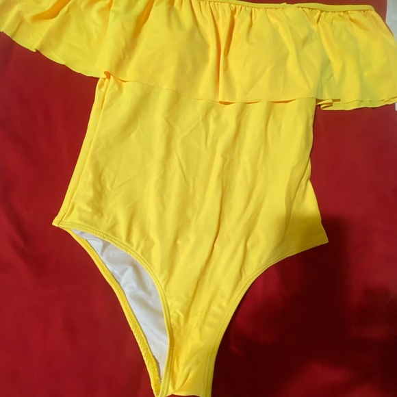 Yellow Off-Shoulder Swimsuit - Picture 2 of 11